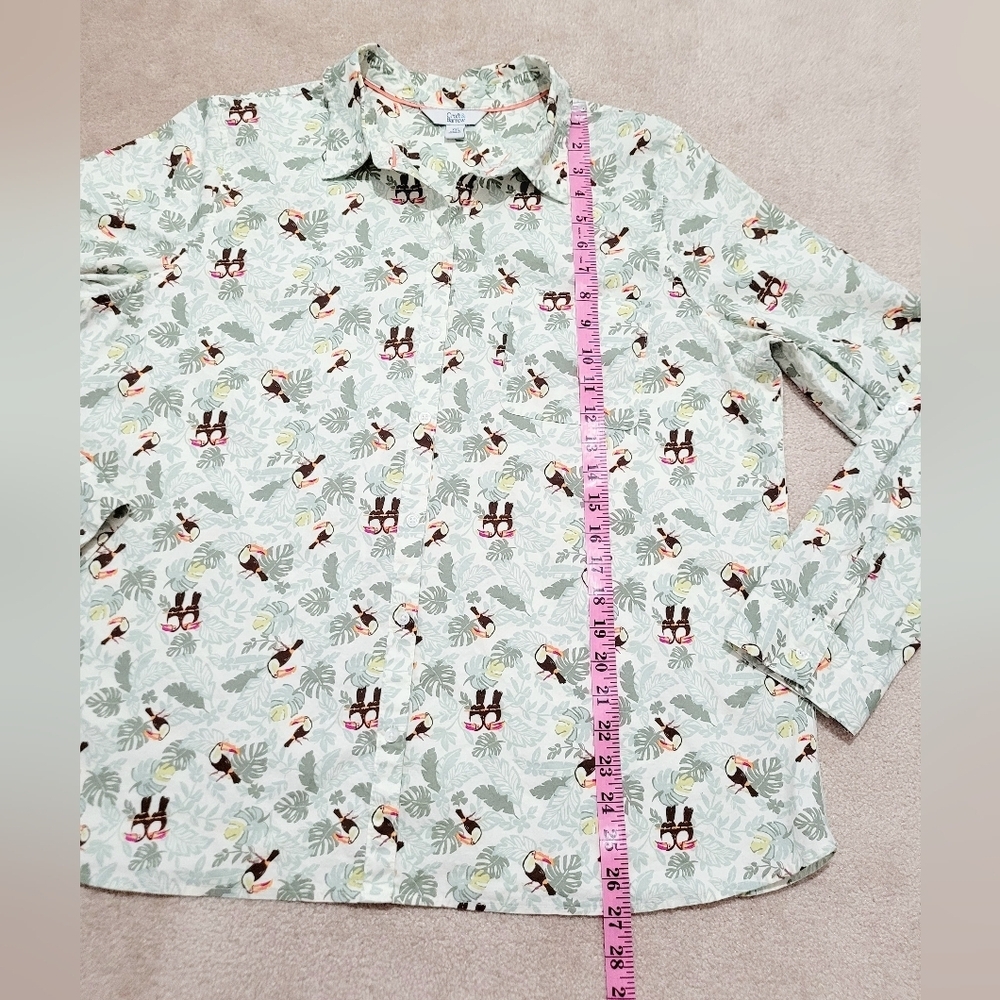 Croft & Barrow Toucan Print Button-Front Shirt Woman Plus SZ XXL Tropical Leaf - Picture 10 of 14